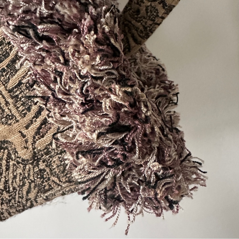 Vintage Snooksacks Tribal Animal Tapestry Fringe Trim Shoulder Bag Beige Boho - Picture 8 of 13